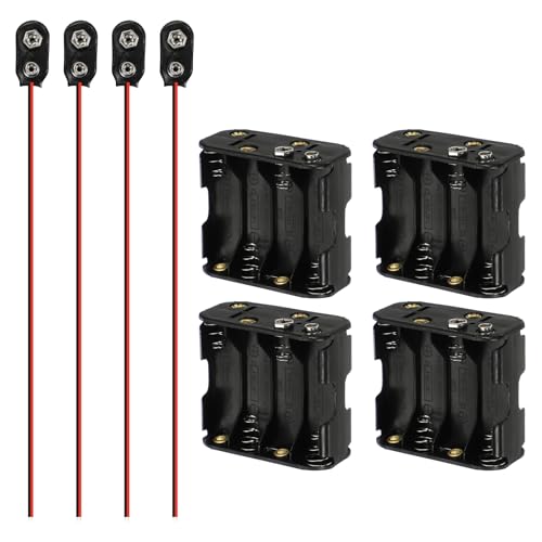 QUARKZMAN 4 Piezas Portapilas De 8 X AA 8 X 1.5V Caja Color Negro Y Rojo