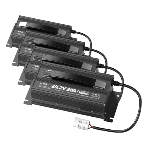 LiTime 29.2V20A リン酸鉄リチウムイオンバッテリー充電器 新型LiFePO4専用充電器 アンダーソンコネクタ付き LEDインジケータ付き 4つの安全保護 0V充電機能対応 24V バッテリー適用 25.6Vリン酸鉄電池充電用 