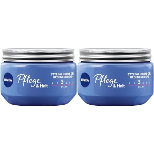 NIVEA 2er Pack Haar-Gel, Styling Creme Gel, Starker Halt, 1 x 150 ml Tiegel, Pflege & Halt, 86878_1