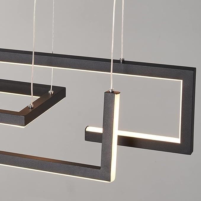 Lampe à intensité variable suspendue rectangulaire moderne avec lustre de plafond réglable - 5