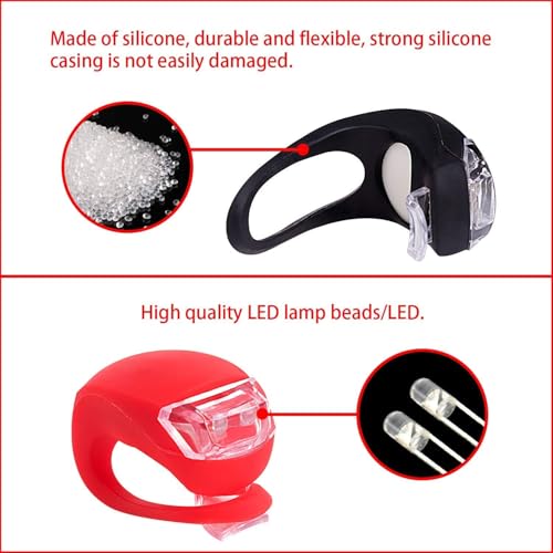 8 Luces para Bicicleta, Luces de Silicona LED para Bicicleta Delantera y Trasera, Resistente al Agua miniatura 5