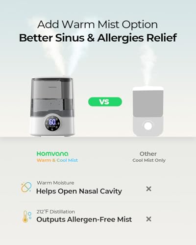 Homvana Humidifier Large Room, 7L (807ft²) Smart Warm and Cool Mist, Top-Fill Humidifiers for Bedroom Baby Nursery Grow Tent, Auto Adapt Mist Quick Air Humidity Indoor, Easy to Clean, Quiet, Diffusers - Image 3