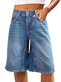 Cicy Bell Womens Summer Wide Leg Denim Shorts Casual Loose Mid Rise Jorts Bermuda Knee Length Jeans Shorts