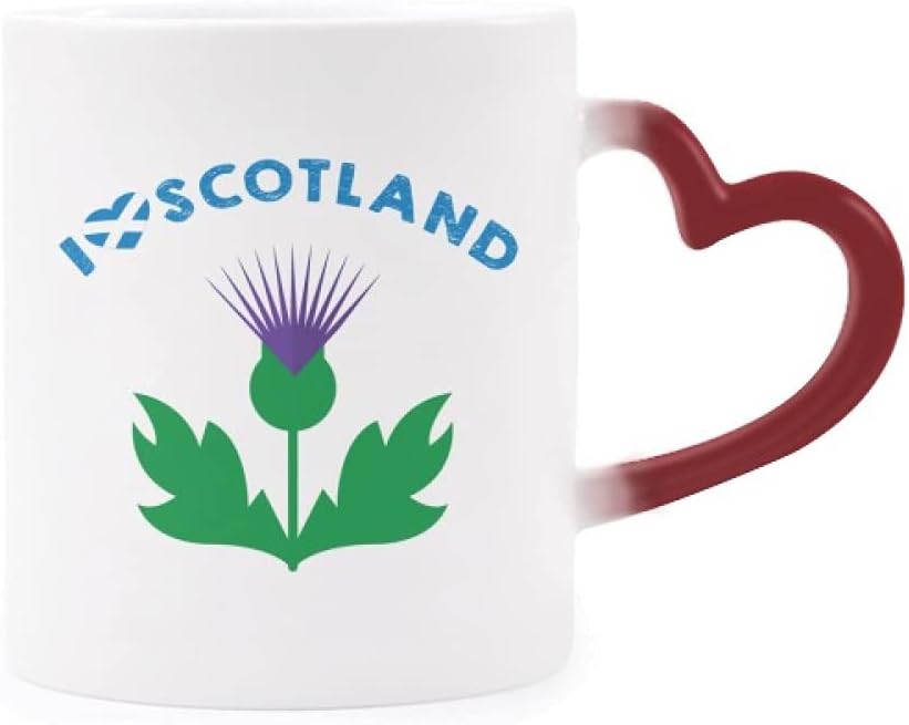 Scottish Representative Thistle Heat Sensitive Mug Red Color Changing Stoneware Cup