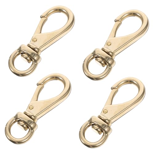 PRETYZOOM 4 Pack Solid Brass Swivel Lobster Claw Hooks Lanyard Hooks for Keychains Dog Harnesses Straps Bags