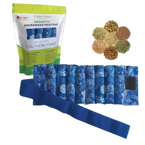 Nature Creation Microwavable Herbal Heating Pad for Abdomen and Back - Blue Flowers 1 Pack