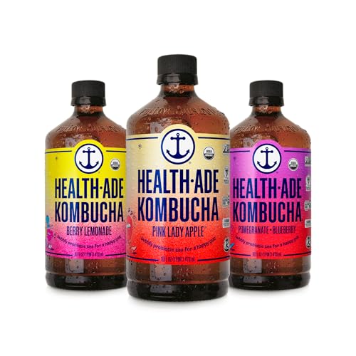 Health-Ade Fan Favorite Variety Pack Kombucha Tea, Organic Drink with Living Probiotics, Detoxifying...