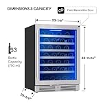Zephyr Presrv 24" Wine Fridge Single Zone Under Counter - Countertop Wine Cooler Cellars Cabinet Wine Beverage Refrigerator Home Bar Chiller Freestanding with Glass Door, 53 Bottles 750ml - Image 3