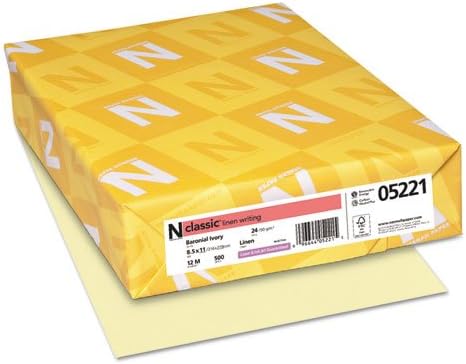 Neenah Paper clásico ropa de cama Premium Papel, baronial Marfil, 24Lb, Carta, 500hojas, color-Se Vende como 1RM