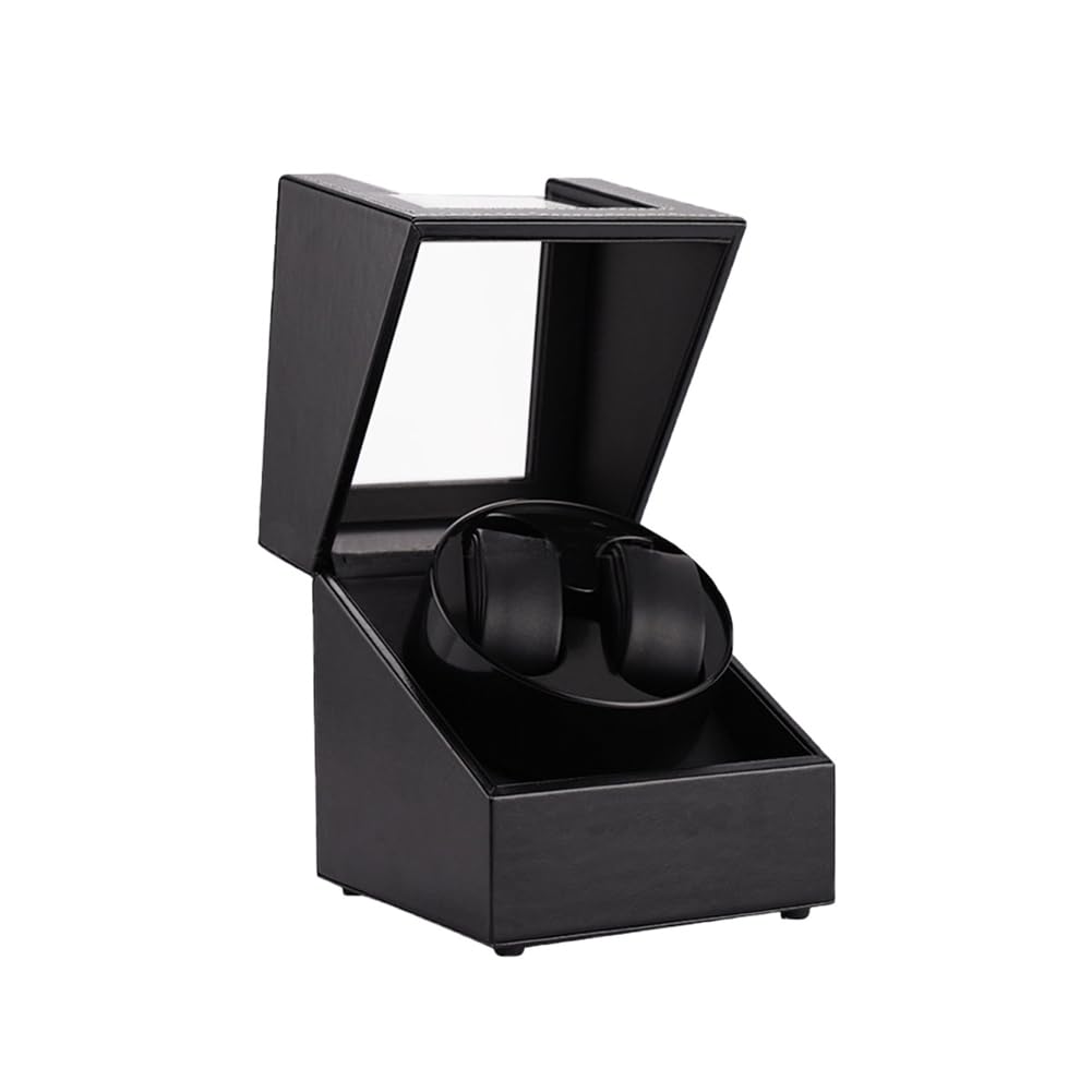 Enrollador de reloj doble para relojes automáticos, caja de cuero, 2 ranuras, para hombre