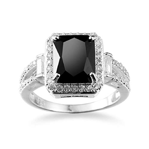 Women Fashion Jewelry 925 Sterling Silver Black Onyx Wedding Engagement Ring Size 6-102