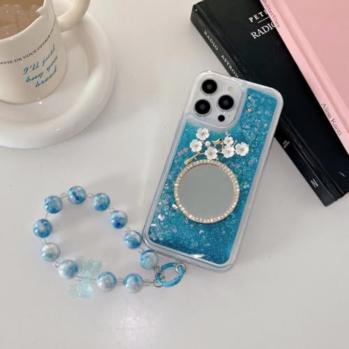 Coque iPhone 13 Pro Max antichoc à sables mouvants et chaîne de poignet anti-chute
