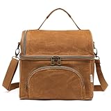 neatlife Lunch Box For Men with 2 XL icepacks,Sturdy Waxed Canvas Lunch Bag for Men,Soft adult Cooler Bag for Construction Sites,Work,Picnic and Hiking12-Can(10.5L) 10"x9.5"x7" (Biscuit Yellow)