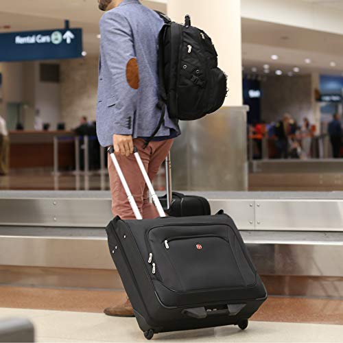 SWISSGEAR Premium Rolling Garment Bag | Bonus Hanging Feature | Men's and Women's Carry-on Luggage - Black