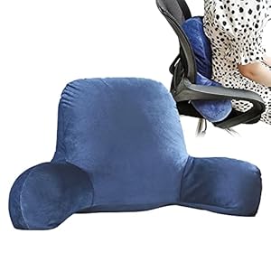 Small and Beauty Reading Pillow Relax Back Pillow with Support Arms, Sitting Lumber Support Cushion (Blue)
