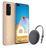 Huawei P40 5G - Smartphone de 6,1" OLED (8GB RAM + 128GB ROM, Triple Cámara Leica de 50MP (50+16+8MP) con visión Nocturna, Chip Kirin 990 5G, 3800 mAh, Carga rápida, EMUI 10 HMS) Oro + Altavoz CM51