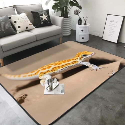 Tapis de sol doux motif léopard sable grand format salon