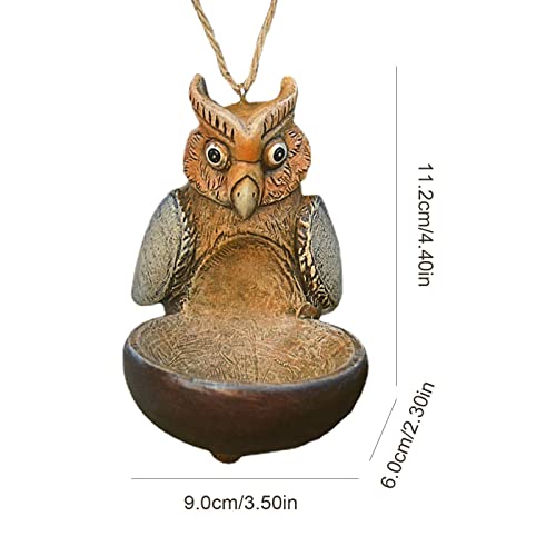 Bird Feeders For Outdoors Hanging, Resin Owl Shaped Bird Feeder, Country Style Retro Cute Owl Wild Bird Feeders For Garden Backyard Decoration #TOP1