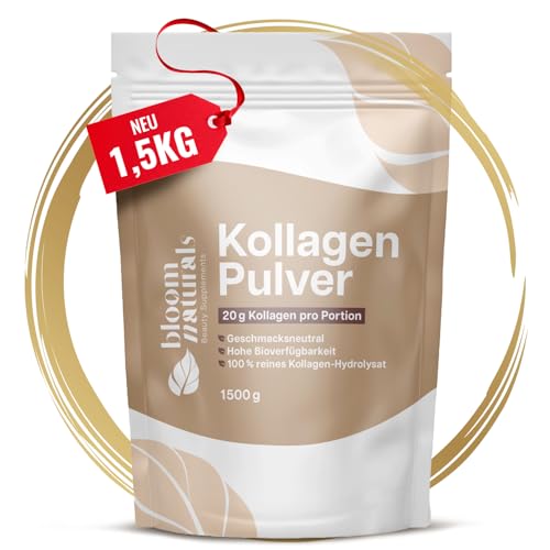 Polvo de colágeno de 1,5 kg, alta dosis y sabor neutro, polvo hidrolizado de colágeno, péptido tipo 1 y 3, polvo de colágeno, péptidos de colágeno, producido en Alemania, paquete XXL