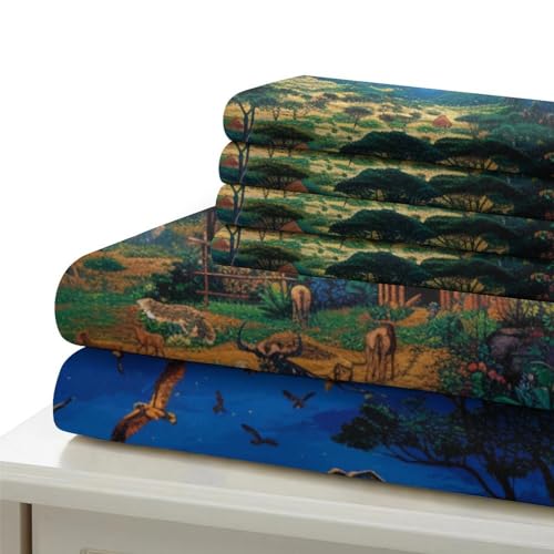 Parure de lit 3 pièces microfibre douce housse couette 260x220 jungle