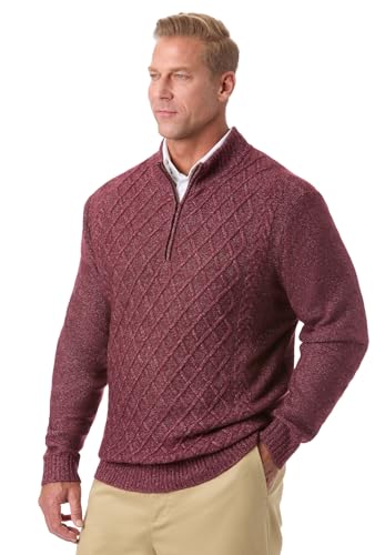 KingSize Men's Big & Tall Soft Cable Knit 1/4 Zip Sweater