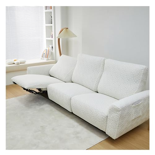 OREZAUQS 1-3 Seater Recliner Covers,Stretch Reclining Chair Covers,Furniture Protector with Elastic Bottom,Waterproof Recliner Cover,for Kids,Pets (White,3 Person)