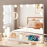 YOURLITE Miroir Maquillage Hollywood 58X45 cm,15 Ampoules LEDMiroir Coiffeuse Luminosité ...