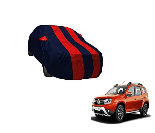 Image of Auto Hub Car Cover Compatible with Renault Duster with Weather Proof, Mirror Pocket, Triple Stitched, Duster Car Cover- Navy-Red