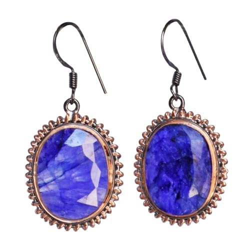 Boucles saphir bleu pendantes légères pour lobes sensibles argent