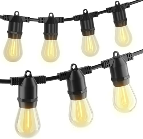 27FT LED Outdoor String Lights, IP65 Waterproof, S14 Shatterproof Outside String Lights (Maximum 918FT) Edison Vintage Bulbs Patio, Balcony, Deck, Garden Lights