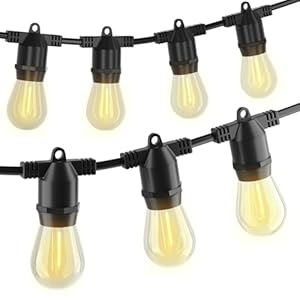 108FT LED Outdoor String Lights, IP65 Waterproof, S14 Shatterproof 27FT*4 Pack Outdoor String Lights (Maximum 918FT) Edison Vintage Bulbs Patio, Balcony, Deck, Garden Lights