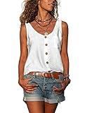 Diosun Women's Button Down Tank Tops Scoop Neck Sleeveless T Shirts Blouses Loose Fit with Pocket (X