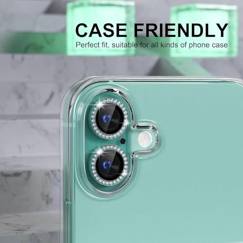 Image of NEXVEU DIAMOND Camera Lens Protector For IPHONE 16 /16 PLUS GREEN UHD 9H Glass, Anti Drop, Scratch Resistant, Case Friendly Camera Guard Removable, Waterproof, Heavy Duty Camera Protector