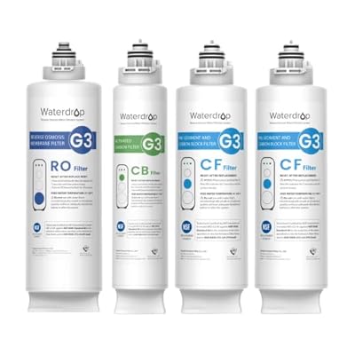 Waterdrop WD-G3-W Replacement Filter, Replacement for WD-G3-W Reverse Osmosis System, CF Filter + CB Filter + RO Filter, New Logo Design
