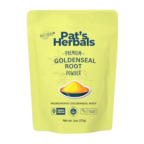 Pat's Herbals Goldenseal Root Powder — USA Grown, Non-GMO, 2 oz (40 Servings)