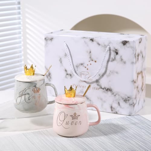Fugifting King and Queen Couples Coffee Mugs His and Hers Couple Gifts for Husband Wife Boyfriend Girlfriend Romantic Anniversary Newlyweds Christmas Valentines Wedding Engagement Gift for The Couple