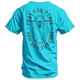 Combat Iron Men's Graphic T-Shirt | Pray for Peace, Prepare for War | Cotton-Poly Blend | Athletic Fit, Tagless Comfort | Turquoise, X-Large