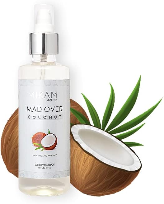 MIKAMI ; yours naturally Cold Press Mad Over Coconut Hair OIl | 100% Natural Unrefined Oil | Moisturiser, Best For Dry Skin, Nourishment of Skin, 200 ml