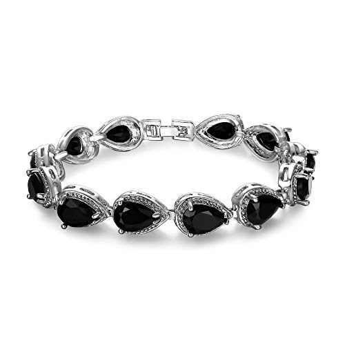 EVER FAITH Prong Cubic Zirconia Wedding Tennis Bracelets for Women, Teardrop Birthstone Bracelet for Women Prom, Bridal Jewelry