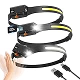 3Pcs Rechargeable Headlamp with Adjustable & Removable Spotlight, LED Waterproof Headlight, Headband Light, Motion Sensor Hands-Free,Head lamp Band, Super Bright, 6 Modes for Running,Fishing,Hiking
