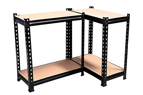 Image of Ash & Roh MDF Wood Adjustable 4-Shelf Unit Display Storage Rack (Black, 54 inch H x 24 inch L x 12 inch D)