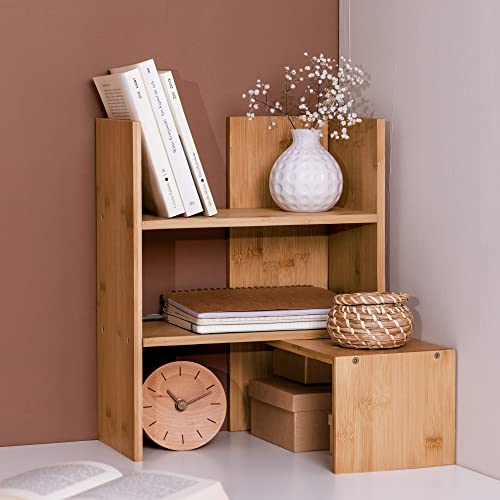 Navaris Desk Organizer Shelf Unit - Bamboo Desktop Shelves For Table Or Countertop - Free-Standing Adjustable Shelving Rack For Tidy Kitchen Or Office #TOP1