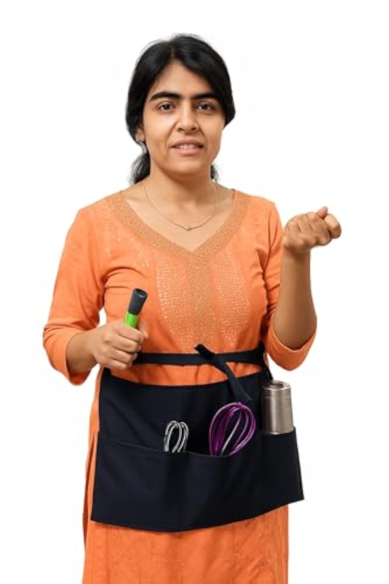 Black Waitress Apron with 3 Pockets