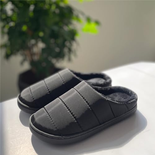 FUNCOS Women's Men's Water Resistant Winter Warm House Slippers Fleece Lined Mules Shoes4