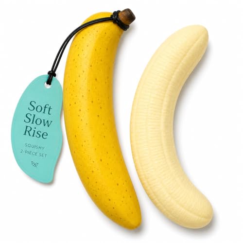 Food Squishy, 2-Pack Banana Squishy Slow Rising Squishies, Slow Rise Squishies for Adults, Soft Food-Shaped Banana Squeeze Item for Office Desk, Home & Stress Relief (Banana x2)