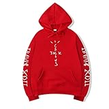 melkevdy hip hop unisex pullover con cappuccio;misto cotone cactus jack swag stampa divertente basic streetwear travis scotts casual maglione harajuku,rosso,xl