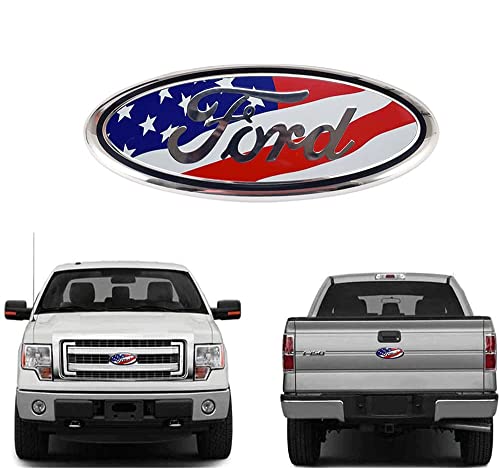 9 Inch Front Grille Rear Tailgate Emblem for Ford, 9 X3.5 Oval Badge Name Plate for F150 2004-2014, 2005-2007 F250 F350, 11-14 Edge, 11-16 Explorer, 06-11 Ranger (White)