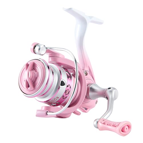 Gradient Color Metal Fishing Reel, Metal Spinning Fishing Reel, Smooth Operation, Interchangeable for Left and Right Hands (Pink, 1500s)