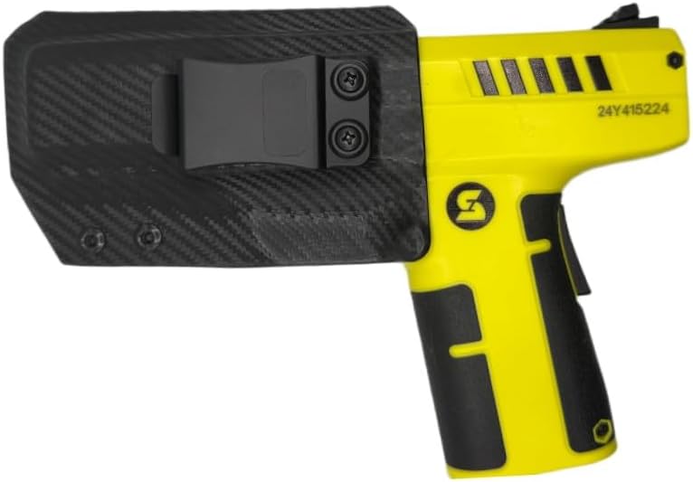 OWB Holster – Fits Sabre Pepper Gun Launcher (OWB) Outside Waistband- Carbon Fiber Black