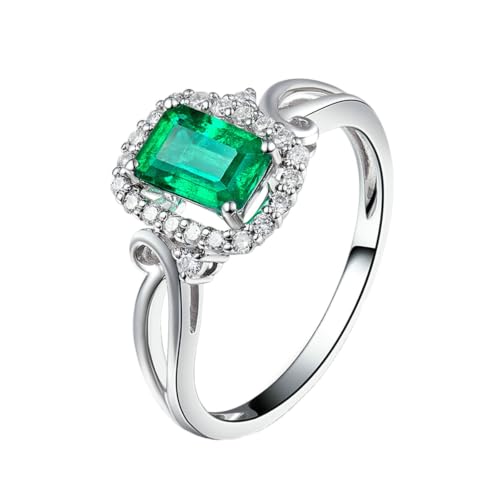 RDSGYZ Anillos de compromiso de platino 950, anillo de mujer infinito con esmeralda de 1 ct y moissanite 0,21 ct, talla 62 (19,7)